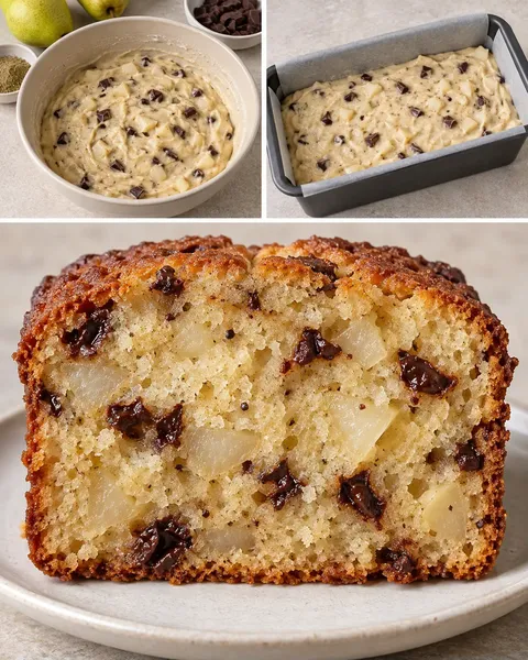 Máslový chlebíček — hrušky, kardamom, hořká čokoláda