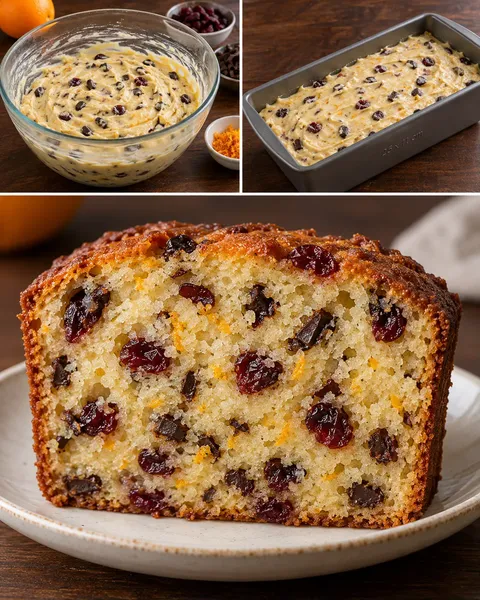 Máslový chlebíček — brusinky, pomeranč, hořká čokoláda