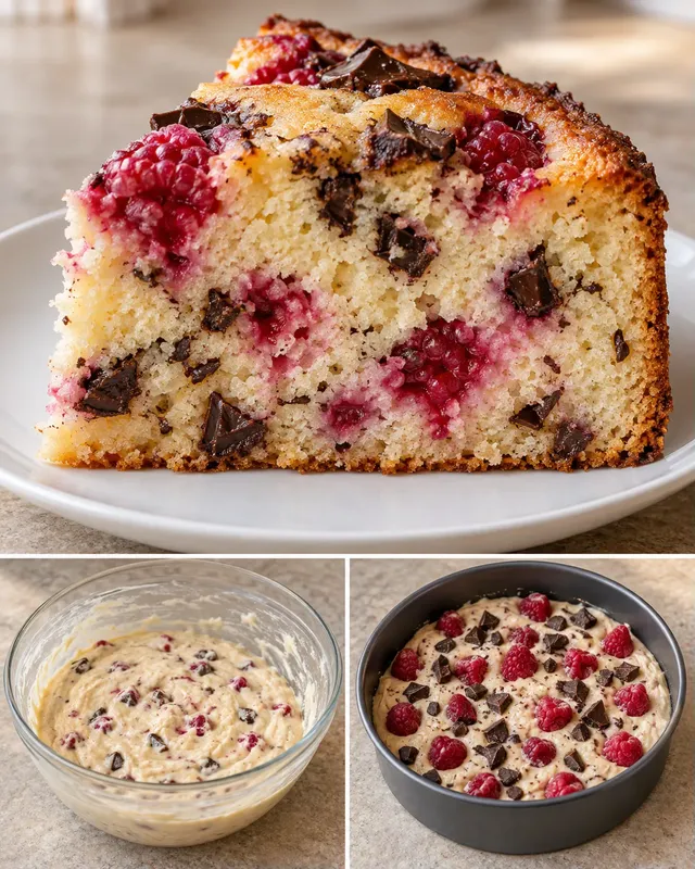 Jogurtový koláč — maliny, vanilka, hořká čokoláda