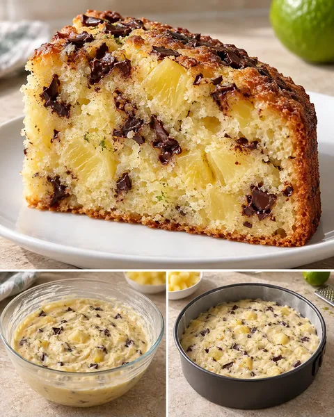 Jogurtový koláč — ananas, limetka, hořká čokoláda