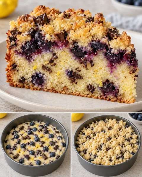Koláč s drobenkou — borůvky, citron, hořká čokoláda