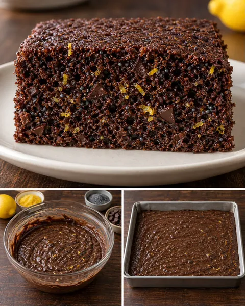 Kakaový koláč — citron, mák, hořká čokoláda