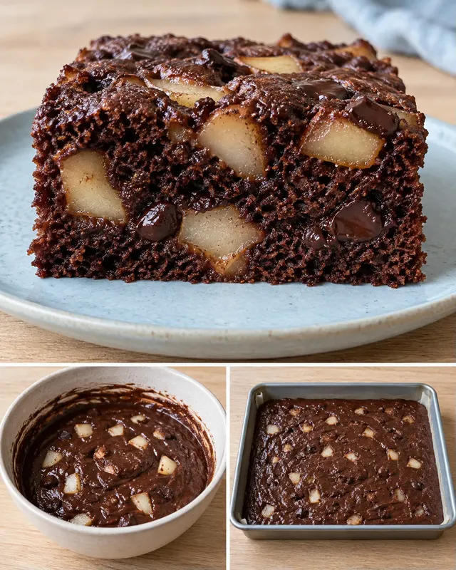 Kakaový koláč — hrušky, kardamom, hořká čokoláda