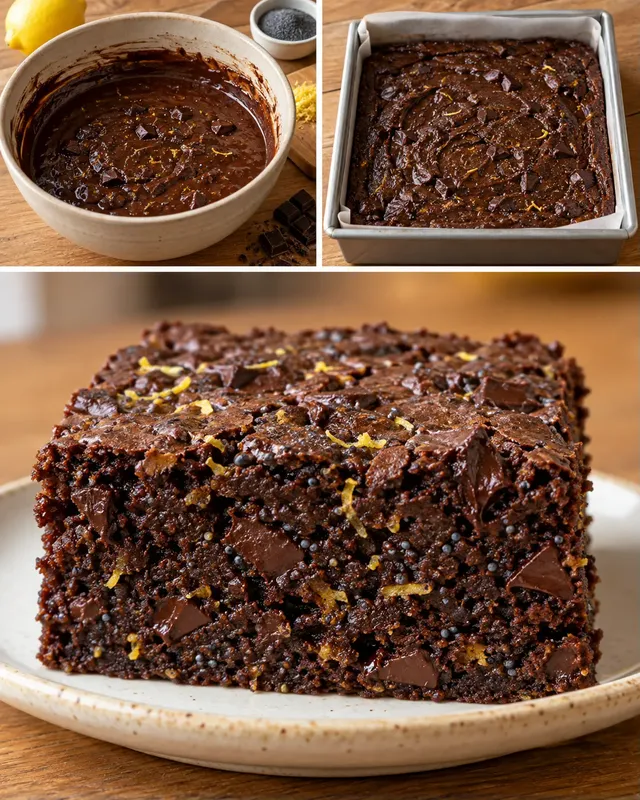 Brownies — citron, mák, hořká čokoláda