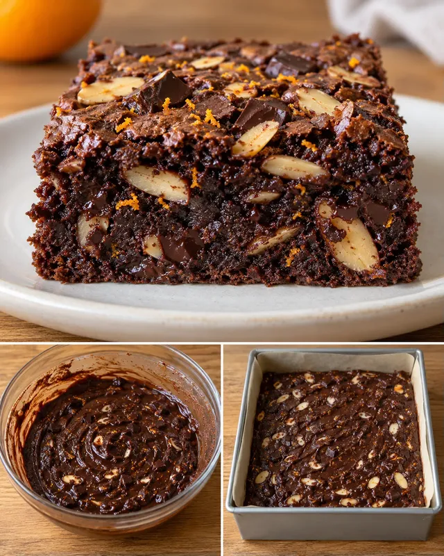 Brownies — pomeranč, mandle, hořká čokoláda