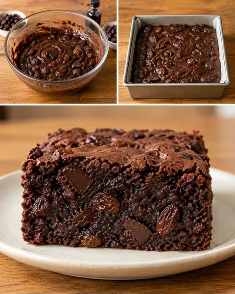 Brownies — rozinky, vanilka, hořká čokoláda