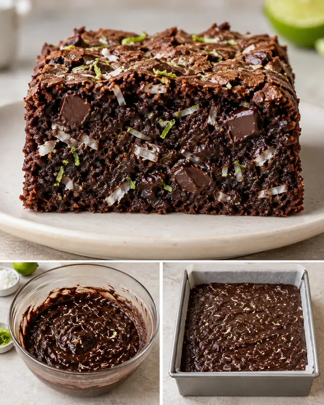 Brownies — kokos, limetka, hořká čokoláda