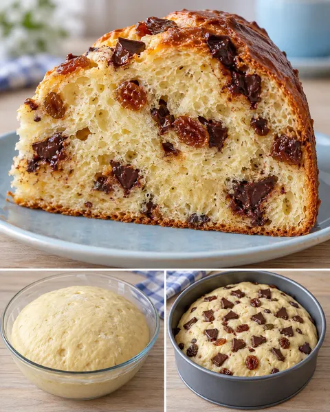 Sladký kynutý koláč — rozinky, vanilka, hořká čokoláda
