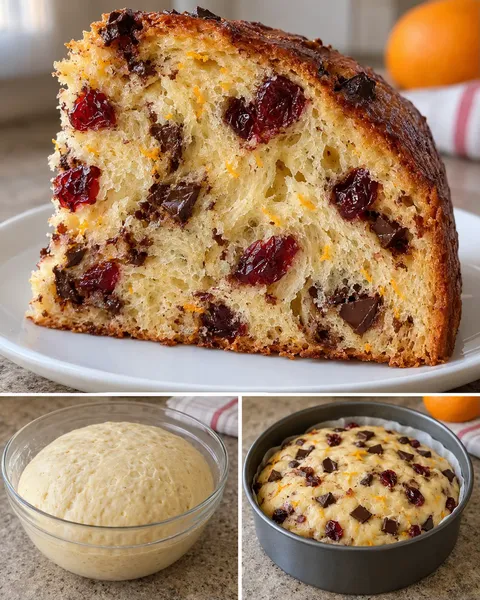 Sladký kynutý koláč — brusinky, pomeranč, hořká čokoláda
